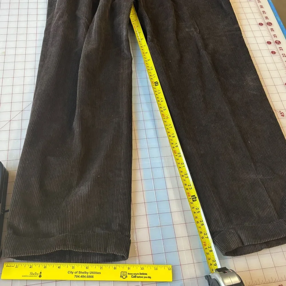 Lauren Ralph Lauren‎ Mens Corduroy Pleated Dress Pants Classic Fit Brown 36x33